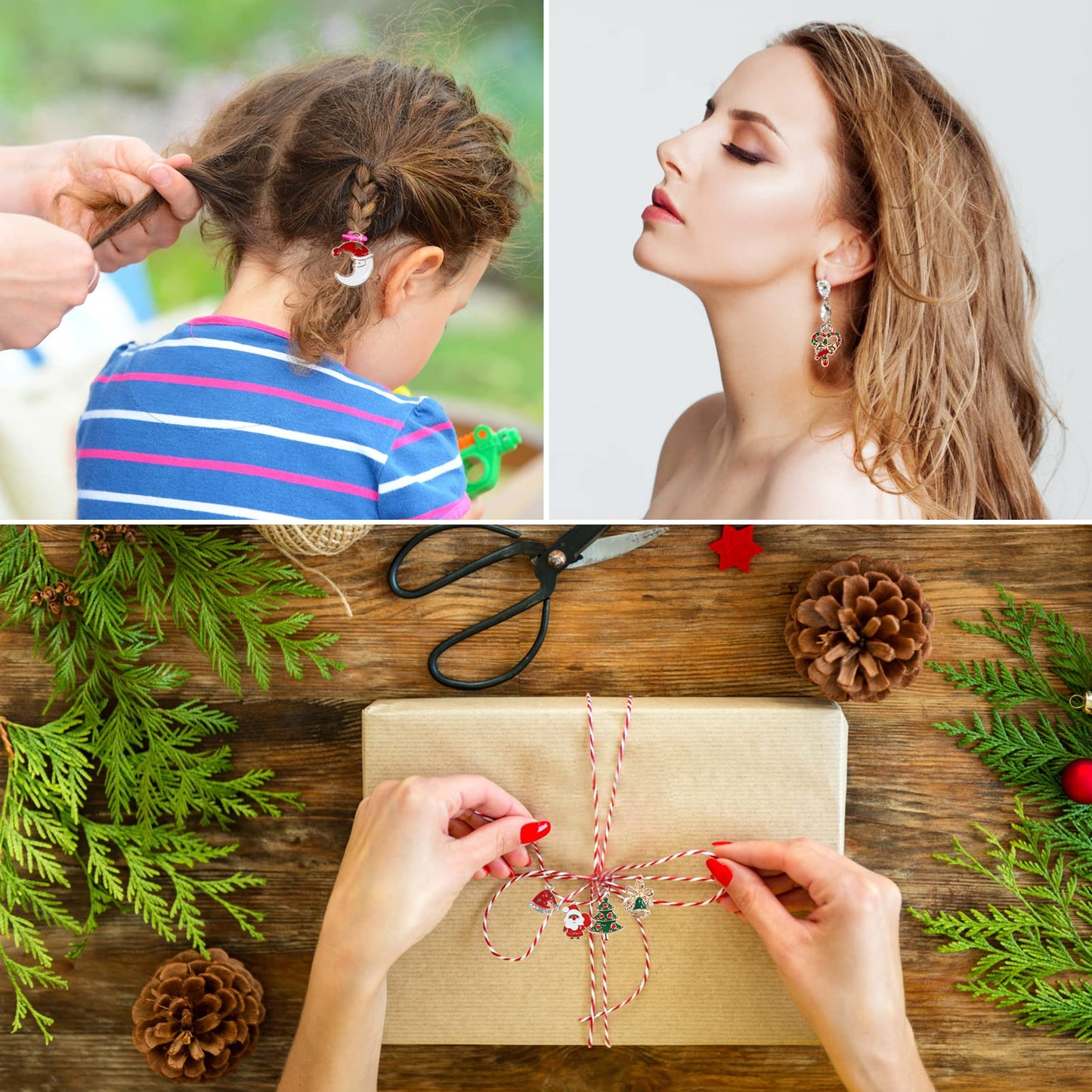 Edenseelake 30 Pcs Christmas Ornaments Set Mini Hanging Resin Metal Christmas Ornament with String for Christmas Tree Decoration