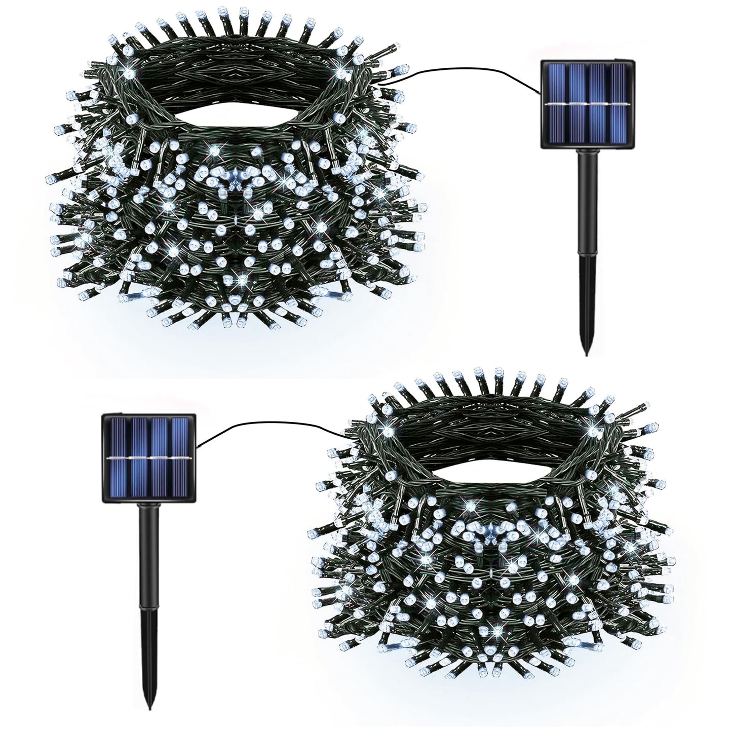 TW SHINE 2 Pack Solar Christmas Lights Decorations Outdoor, Total 400 LED 132 FT Solar Powered Outdoor Christmas Lights with 8 Modes, Waterproof Christmas Decor for Home Tree Party Yard (White)