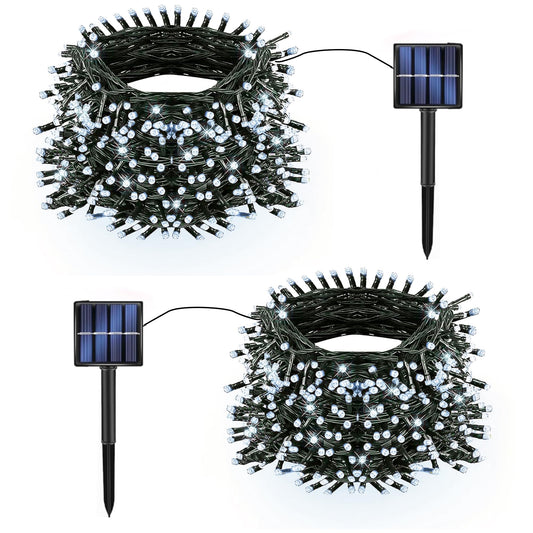 TW SHINE 2 Pack Solar Christmas Lights Decorations Outdoor, Total 400 LED 132 FT Solar Powered Outdoor Christmas Lights with 8 Modes, Waterproof Christmas Decor for Home Tree Party Yard (White)