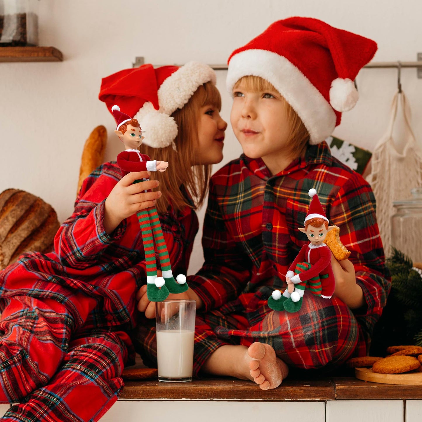 The Original Elf 12" Plush Christmas Elf Doll – Poseable Shelf Sitter with Flexible Dangling Legs – Perfect for Christmas Decorations, Toy Elf for Kids, Mini Elves, and Tree Topper (Boy)
