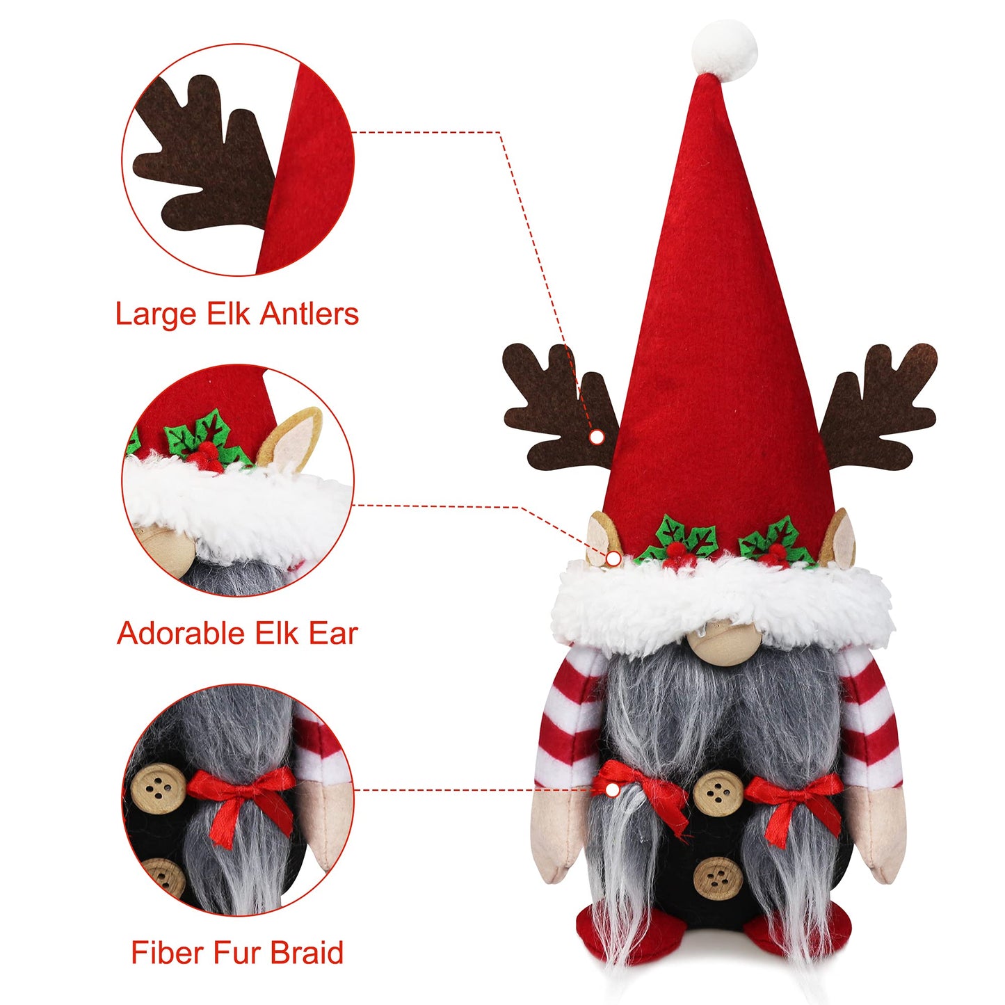 Tifeson Christmas Gnomes Decorations - Mr and Mrs Xmas Gnome Plush, Handmade Scandinavian Tomte for Home Table Tiered Tray Holiday Decor Gifts