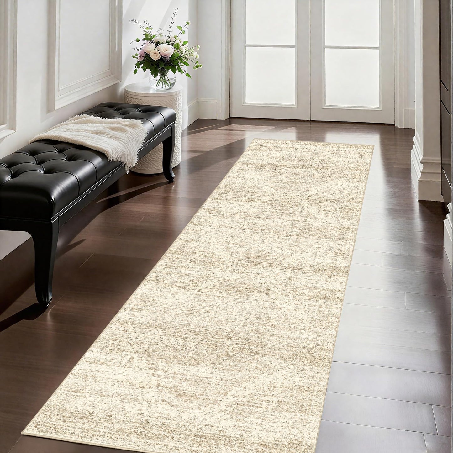 Washable Runner Rug 2x8 Runners for Hallways，Vintage Kitchen Runner Rugs with Non-Slip Backing Hallway Runner Rugs,Ultra-Thin Carpet for Bedroom, Entryway,Bathroom,Laundry Room