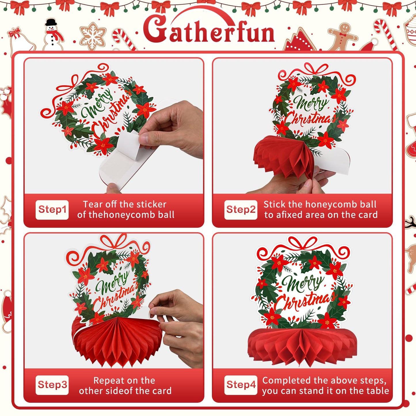 Merry Christmas Party Decorations Bundle - Includes Festive Christmas Honeycomb Centerpieces ，Santa Claus Snowman Table Toppers, Perfect for Classroom Decor, Christmas & Winter Birthday Party Supplies