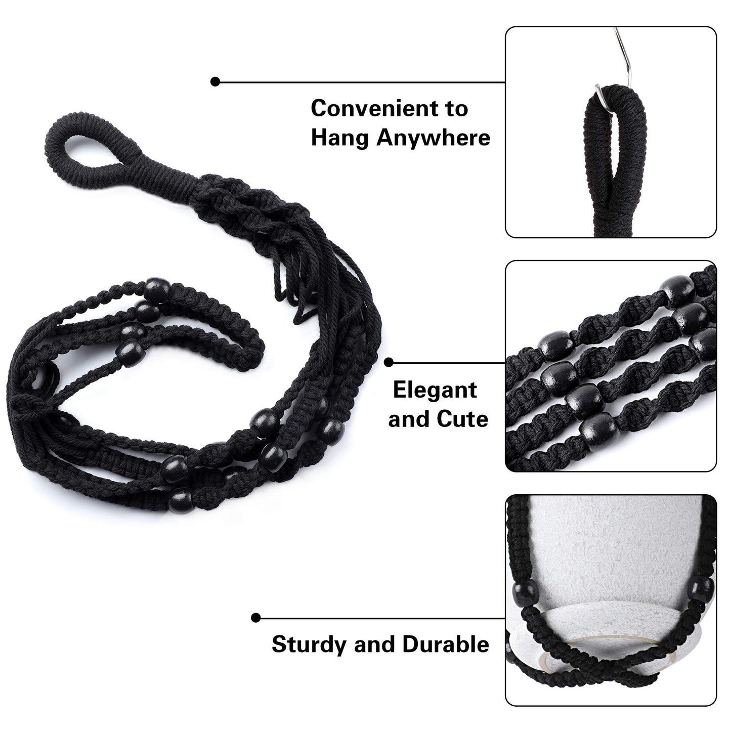 Augshy Macrame Hanging Planter, 2 Pack Hanging Planters for Indoor Plants Indoor Outdoor Decor Handmade Hanging Plant Holder(35 Inch)