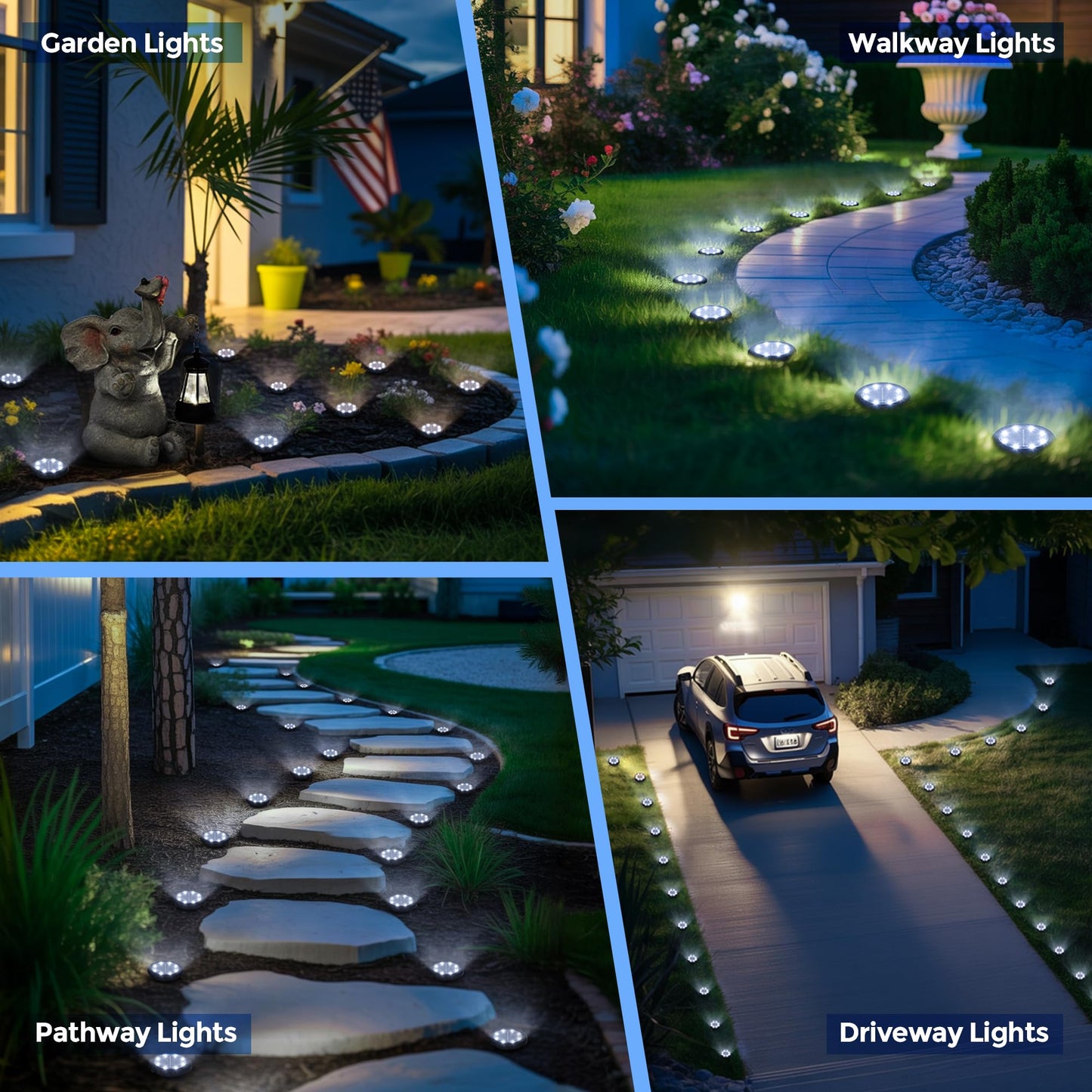 SOLPEX Mini Solar Ground Lights, 12 Pack Solar Lights Outdoor Waterproof, Landscape Lighting for Garden Pathway Driveway Walkway (Cool White)