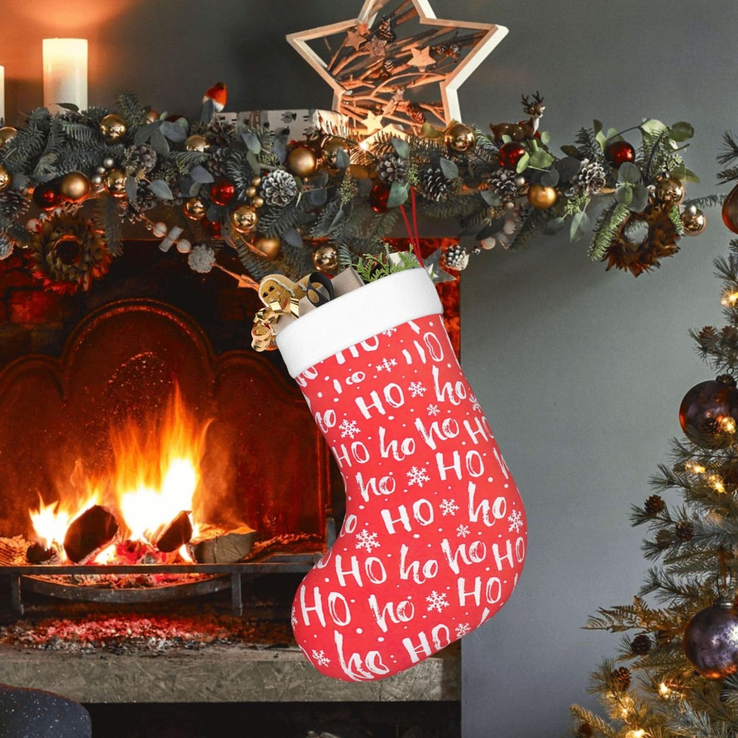 KOPUUYRD Christmas Background Print Luxurious Holiday Socks,Unique Christmas Socks for Joyful Season,Festive Ornament Classic