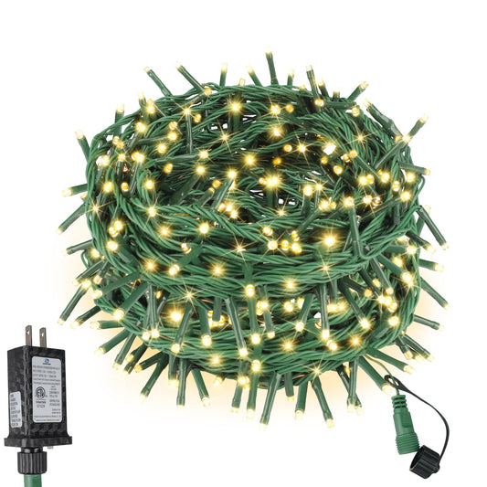 ASENEK Extra Long Christmas Decorative Outdoor String Light 197 Feet 600LED 8 Modes Indoor Lights with Timer, Outdoor Indoor Fairy Lights Christmas Tree Patio Garden Holiday Warm White