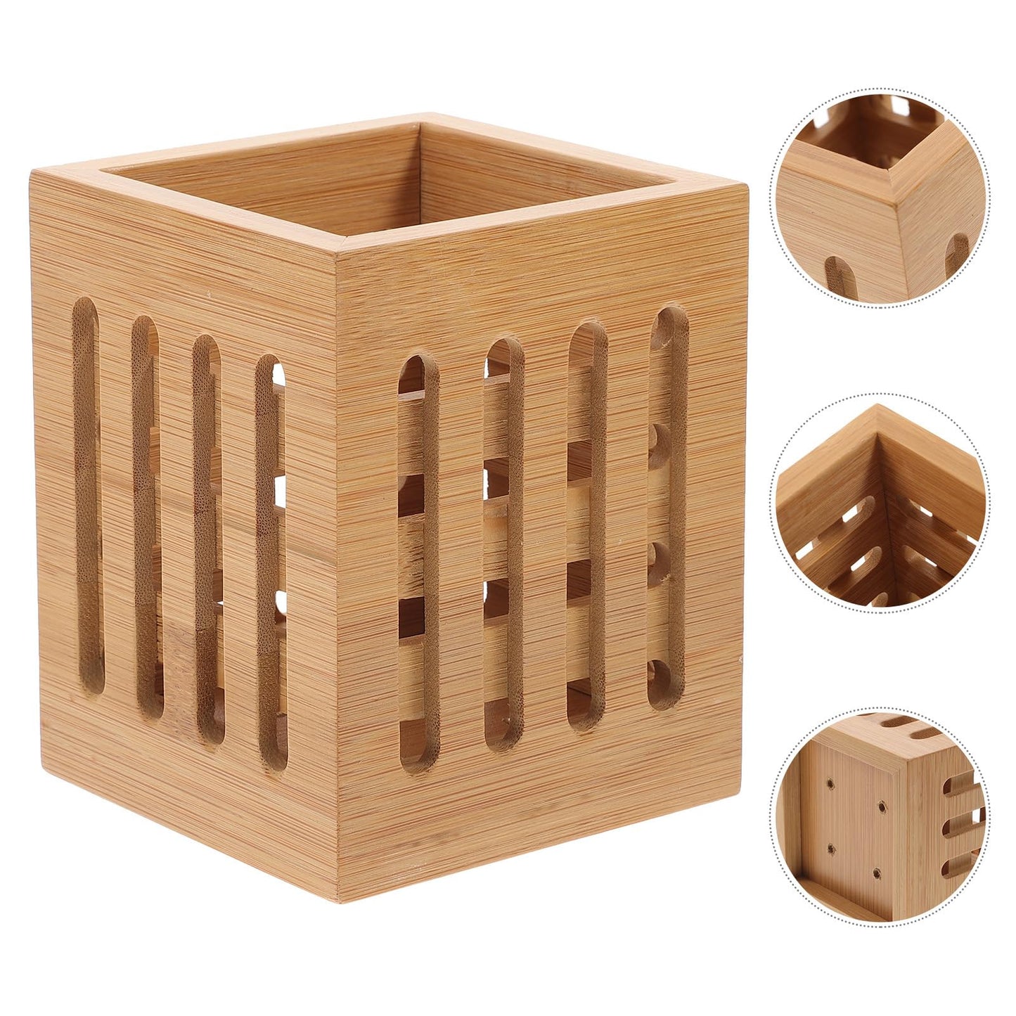 DOITOOL Bamboo Utensil Holder Wood Kitchen Utensil Holder for Napkin Spoon Chopstick Drying Rack Spatula Storage Organizer for Countertop Kitchen Decor