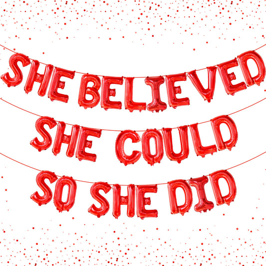 Red She Believed She Could So She Did Balloons - 16 Inch | Congrats Balloon for Congratulations Decorations | Graduation Balloon for Graduation Decorations 2026, Congrats Grad Decorations, KatchOn
