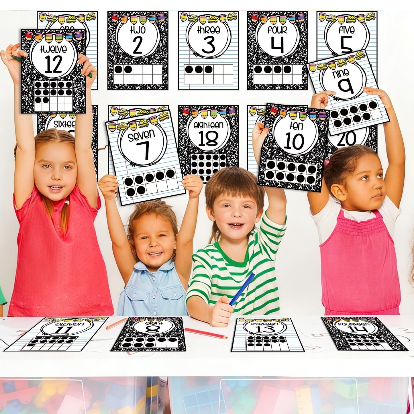 JarThenaAMCS 21Pcs Number Charts 0-20 Math Posters Black White Composition Educational Posters for Back to School Math Leaning Home Classroom Wall Decor