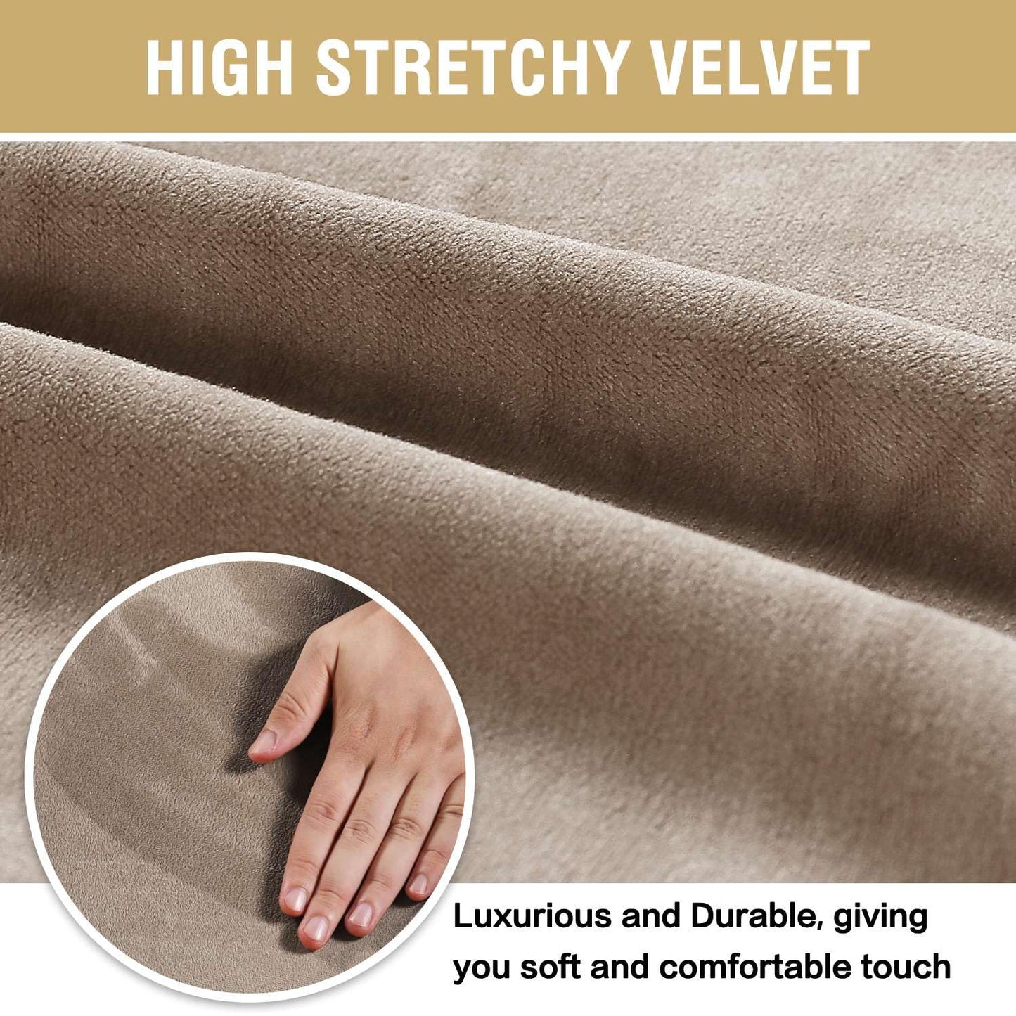 H.VERSAILTEX Dining Chair Covers Stretch for Dining Room Set of 4 Parson Chair Slipcovers Protectors, Soft Thick Solid Velvet Fabric Washable, Taupe