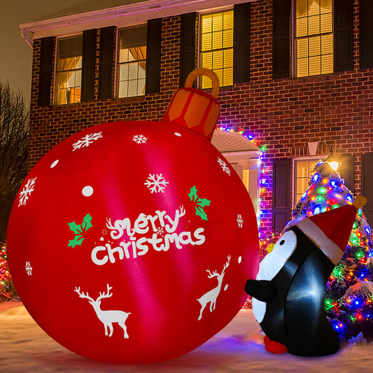 Onory 4FT Christmas Inflatables Outdoor Decorations Inflatable Penguins Push Christmas Bell with Build-in LEDs Blow up Holiday Decorations for Yard Garden Outdoor Indoor Decor