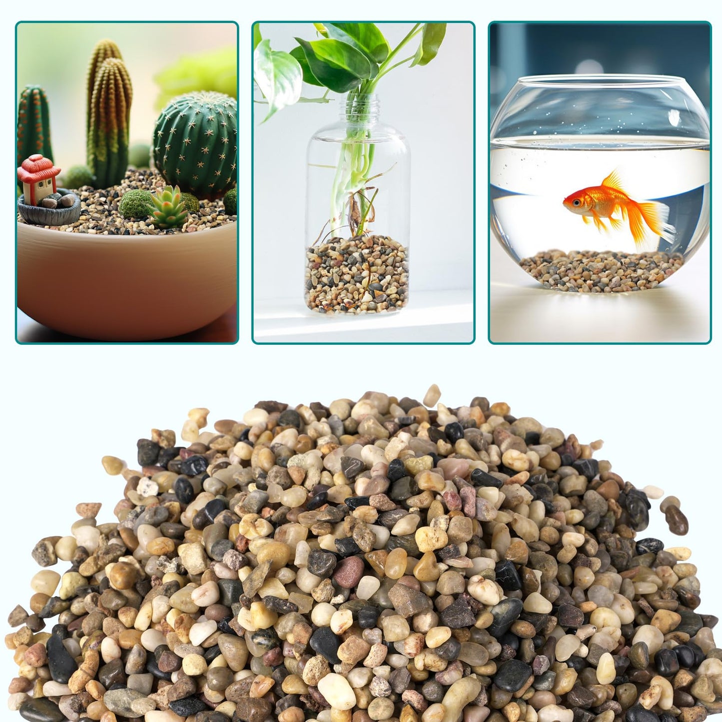 Rahato 2.5 lbs Small Rocks for Plants, 1/5 Inch Gravel for Plants Drainage, Decorative Potting Pebbles for Indoor Plants, Vases, Bamboo, Succulent, Terrarium, Crafts, Cactus