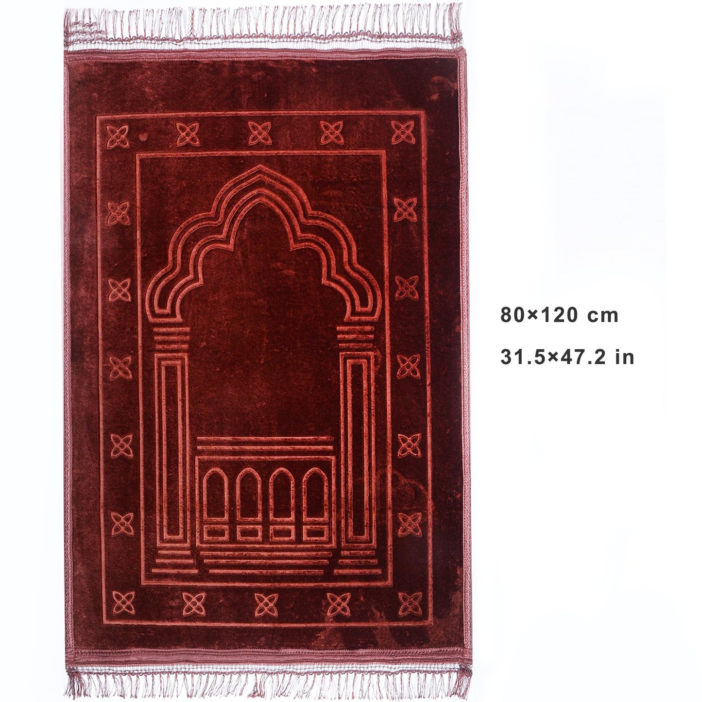 Muslim Prayer Rug-Soft Thick Velvet Islamic Prayer Mat, Traditional Sajadah with Tassels for Men and Women, Comfortable Daily Prayer at Home, Mosque or Travel.
