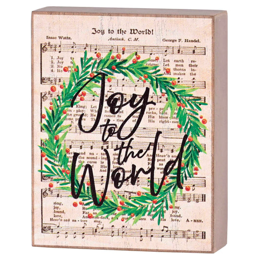 Dicksons Decorative Christmas Plaque Tabletop Block Sign 3 x 4 Inch MDF Joy to the World