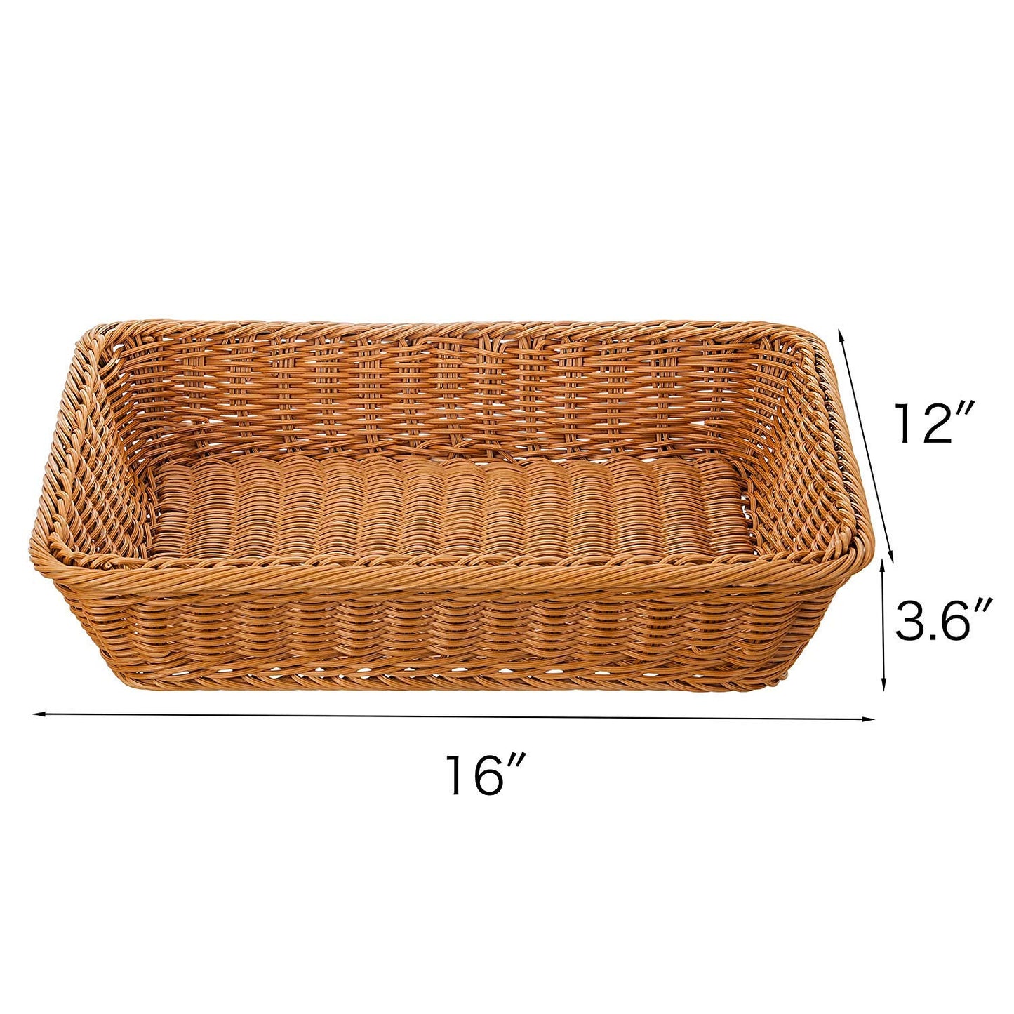 Teng Lang 15.8" Fruit Baskets Wicker Bread Basket, Woven Tabletop Food Fruit Vegetables Serving, Restaurant Serving Basket,Brown(2 PACKS)