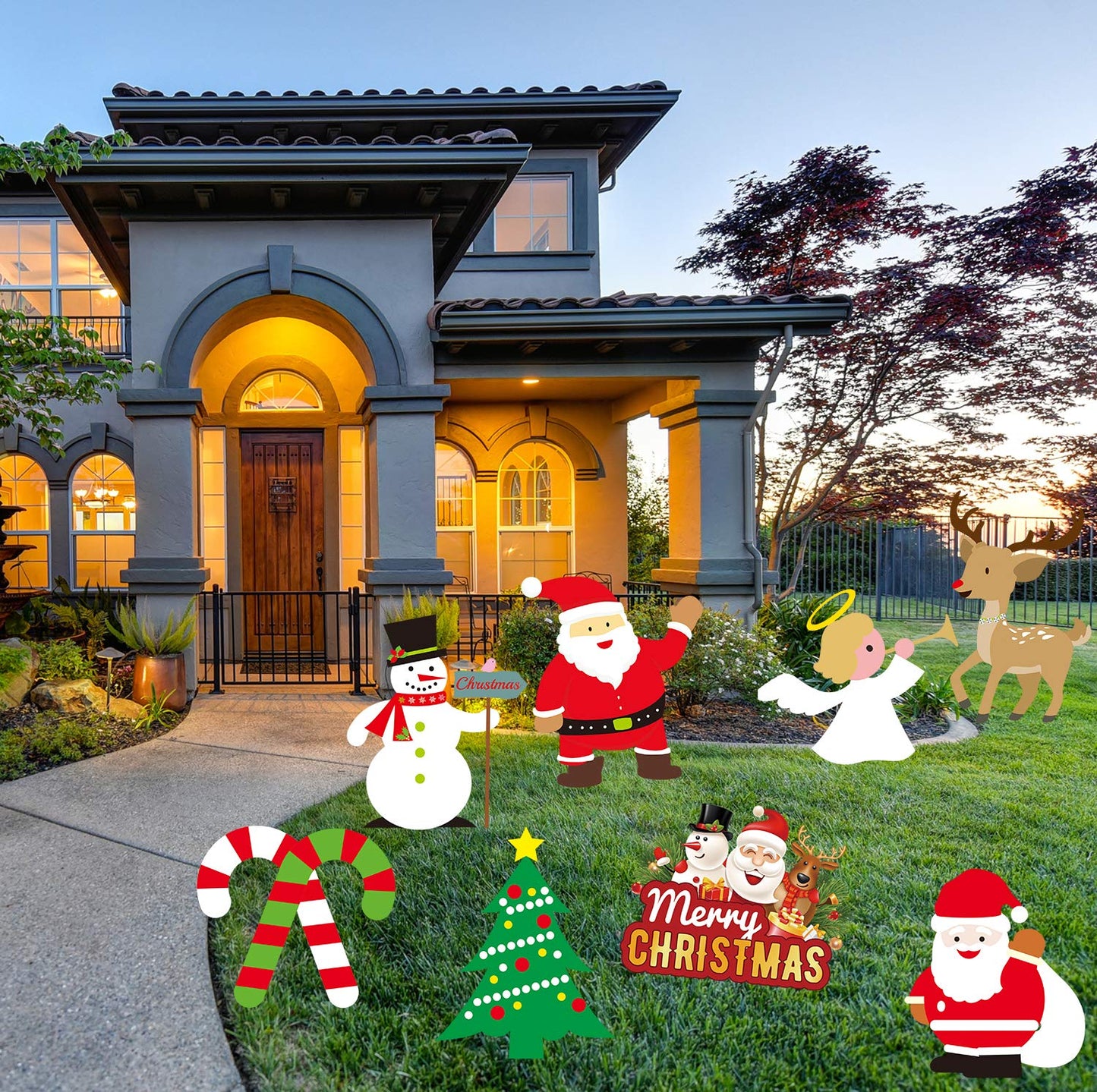 Christmas Outdoor Indoor Yard Signs Decorations -Xmas Holiday Winter Wonderland Yard Sign Outdoor Lawn Yard Decorations (Large 8 PCS)