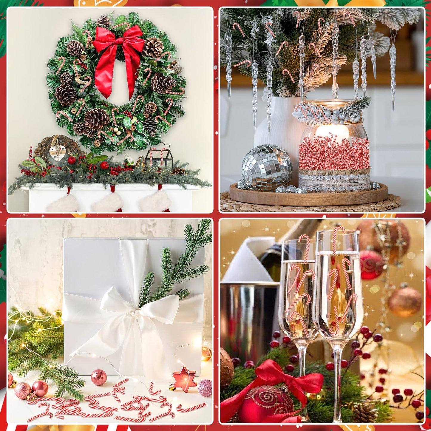 kaiolbly 80pcs Mini Christmas Candy Cane for Crafts Fake Candy Canes Ornaments Decorations Xmas Table Scatters Red and White Candy Vase Filler for Decorations Party