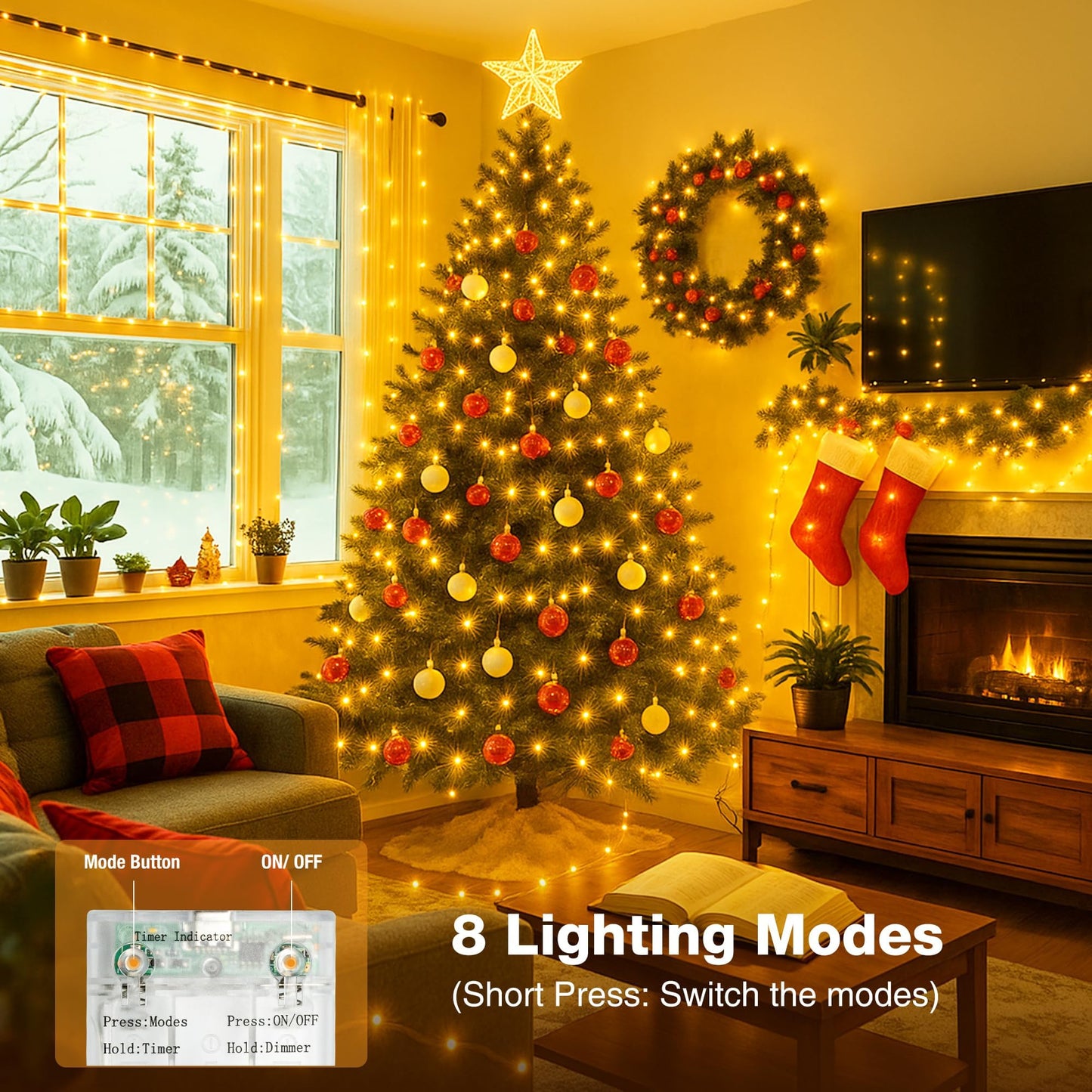 Fairdeer 16FT 50 LED Fairy Lights Battery Operated with Timer, 8 Modes USB Mini Twinkle Light, Small String Lights for Tree Wreath Vase Bedroom DIY Holiday Wedding Mothers Day Decorations-Warm White