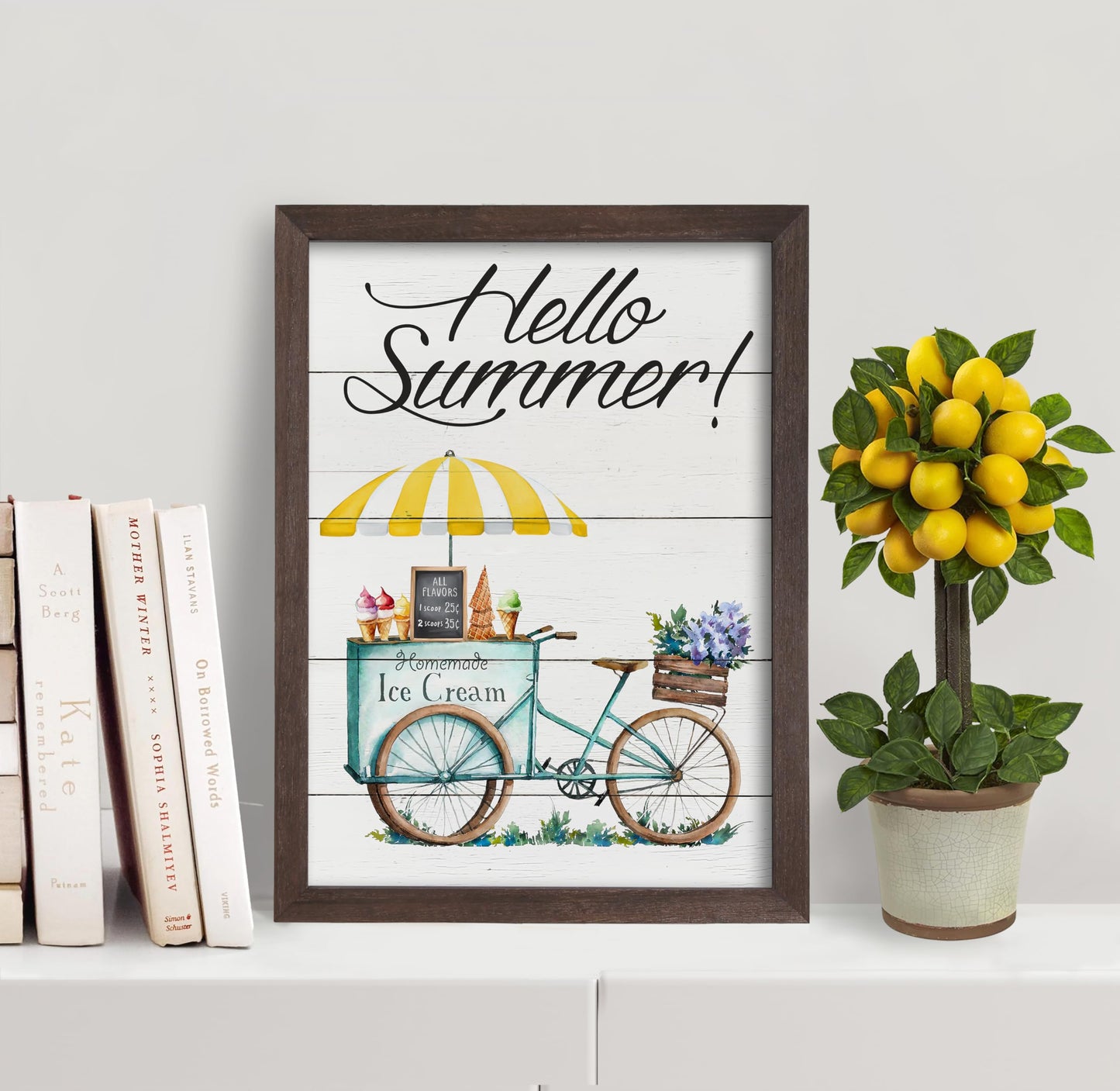 Farmhouse Wall Decor for your Home - 12x16 Rustic Wood Frame with 14 Interchangeable Sayings for the 4 Seasons, Christmas, Easter, Thanksgiving & July 4