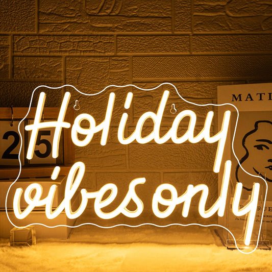 DREAMFORT Christmas Neon Sign Holiday Vibes Only Neon Sign Festive LED Wall Decor for Christmas, Seasonal Parties & Winter Home Decor Cheerful Holiday Design