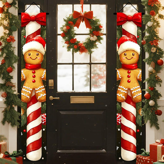 Nuxovilar Winter Merry Christmas Doors Banner Ball Porch Sign for Xmas Front Door with Multiple Patterns Indoor/Outdoor Wall Hanging Yard Party Decor Holiday Decor Polyester (Type R,71x12 Inches)