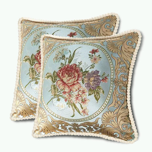 SZHELEJIAM Pillow Covers Set of 2, Jacquard Vintage Embroidered Pillow Cover, Soft Comfortable to the Touch Sofa Decorative Cushion Cover for Living Room, Bedroom, Balcony 18x18 Inch Blue