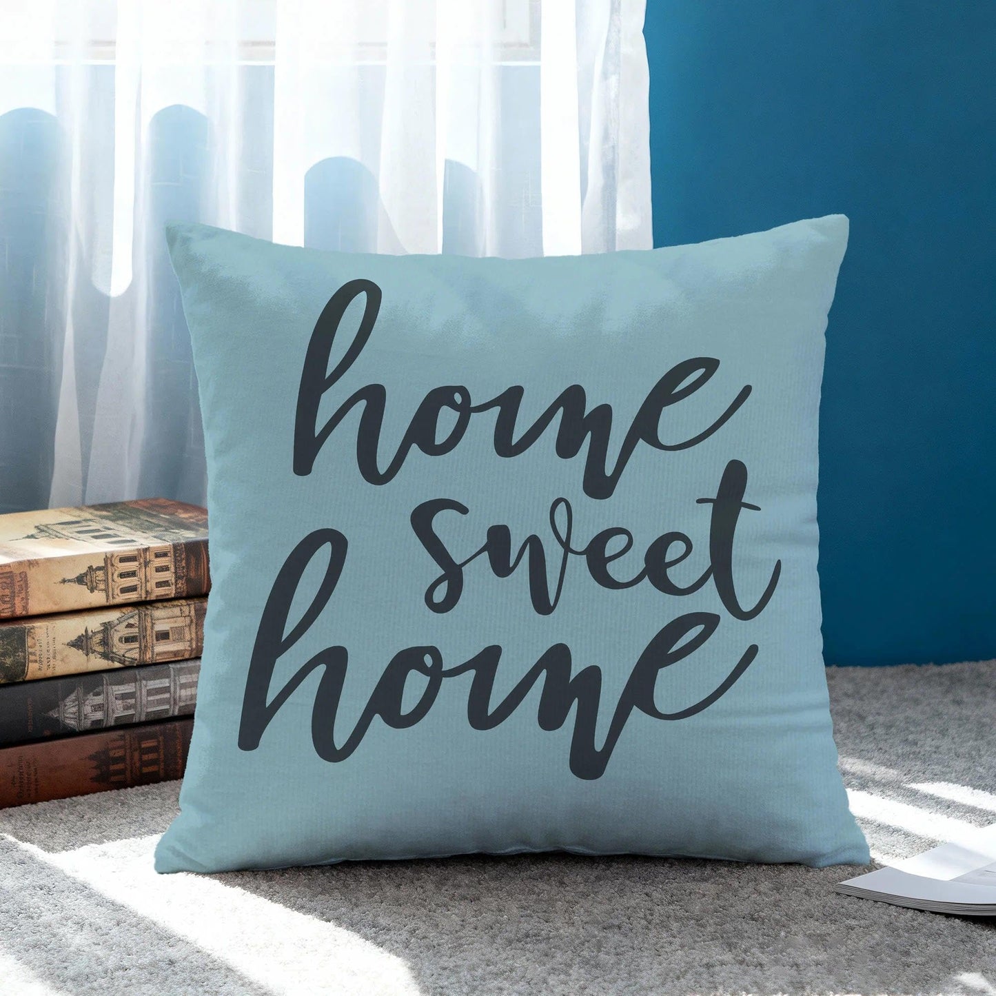 Hexagram Outdoor Throw Pillow Covers 18x18 Set of 4, Decorative Geometric Modern Boho Blue Pillow Covers, Home Sweet Home Farmhouse Cushion Case for Couch Sofa Indoor Bedroom Decor(No Insert)
