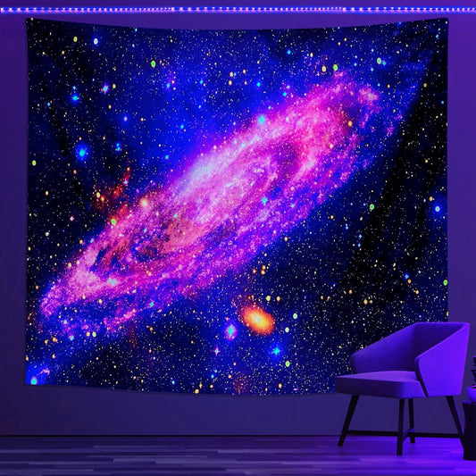 PSYHILAR Blacklight Posters for Adults and Teens, Space Galaxy Backdrop UV Reactive, Black Light Tapestry for Boys Room (59 x 51 Inches)