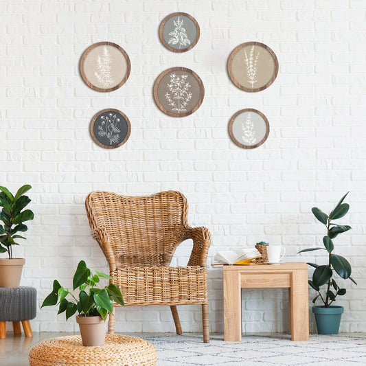 Threehoney 6 Pcs Framed Botanical Wall Art Set Floral Wall Art Vintage Boho Plant Print Hanging Decor Botanical Prints Wooden Rustic Floral Home Decor(8 Inch, 10 Inch)