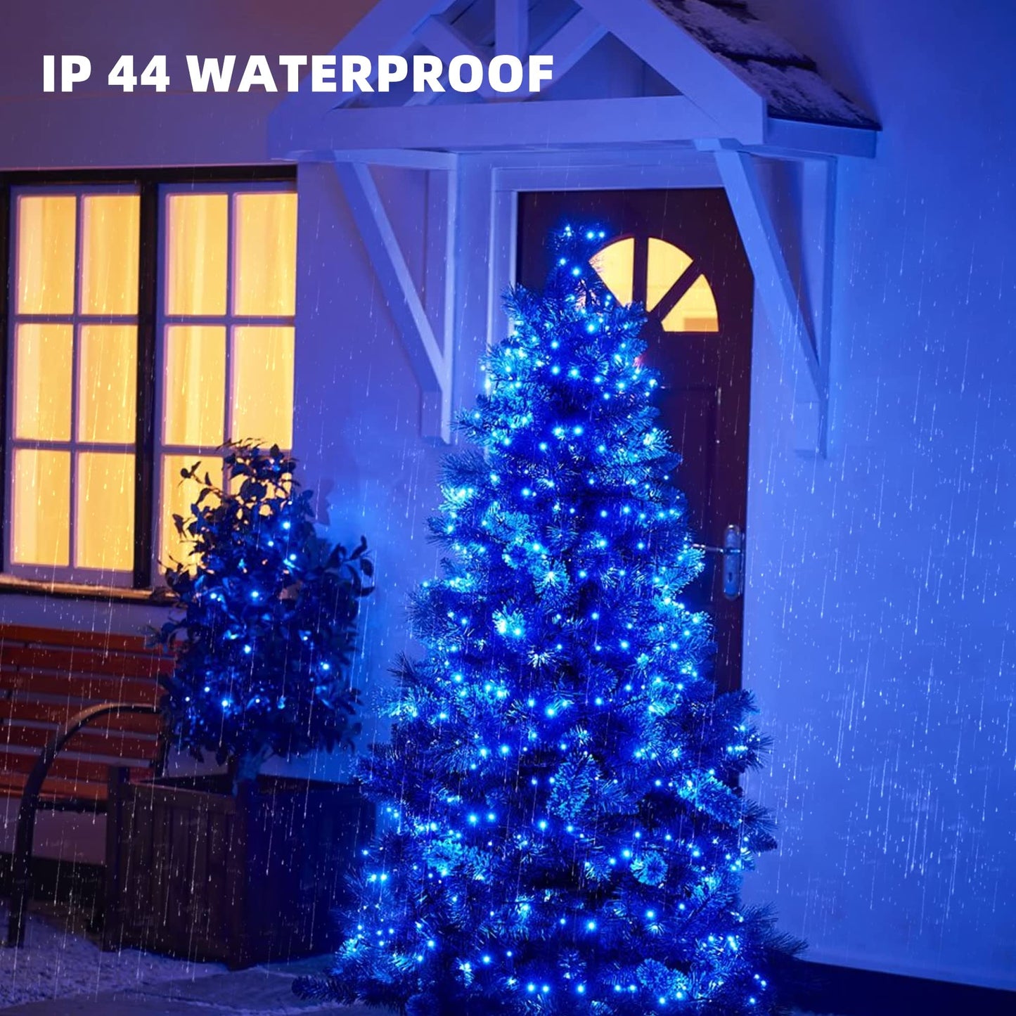 Dazzle Bright 33FT 100 LED Christmas String Lights Indoor Outdoor Waterproof, Blue With Green Wire, Twinkle Plug-in for Tree Room Bedroom Wedding Decorations
