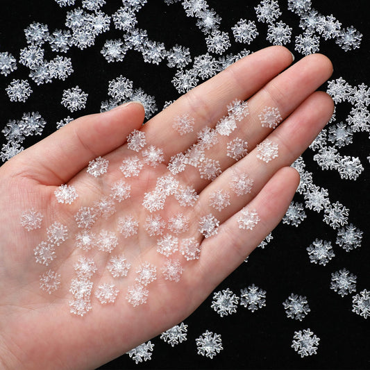 Knitgrip 150 Pcs Mini Snowflake for Craft 0.35 Inch Small Resin Xmas Embellishment Tiny Snowflake Ornaments Little Craft Pieces for Christmas Winter Party DIY Decor(Clear)