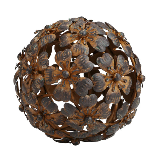 Everydecor Metal Decorative Sphere for Home Decor - Decorative Balls for Shelves, Centerpiece Bowls, Bookshelf - Decoration Orbs Accents for Living Room, Bedroom - Antique Brown Shelf Spheres
