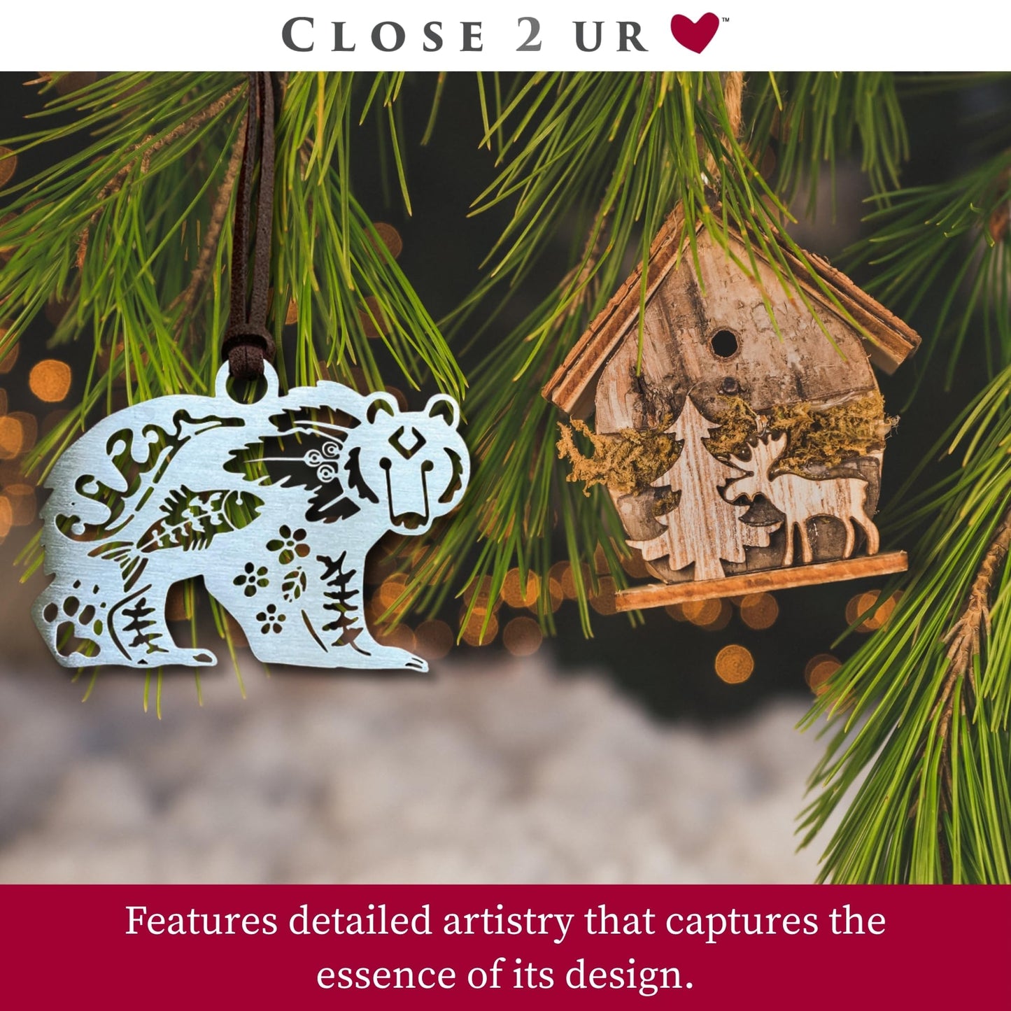 Spirit Bear Collectible Stainless Steel Ornament Keepsake | Holiday Decoration, Window Ornament, Hanging Decoration | Symbol of Courage & Protection | Handcrafted Gift | Made in USA