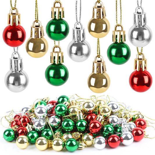 FOIMAS 80pcs Mini Christmas Balls Ornaments, 0.8 Inch Miniature Xmas Tree Hanging Balls for Xmas DIY Craft Holiday Party Outdoor Indoor Decor Supplies, Multicolor