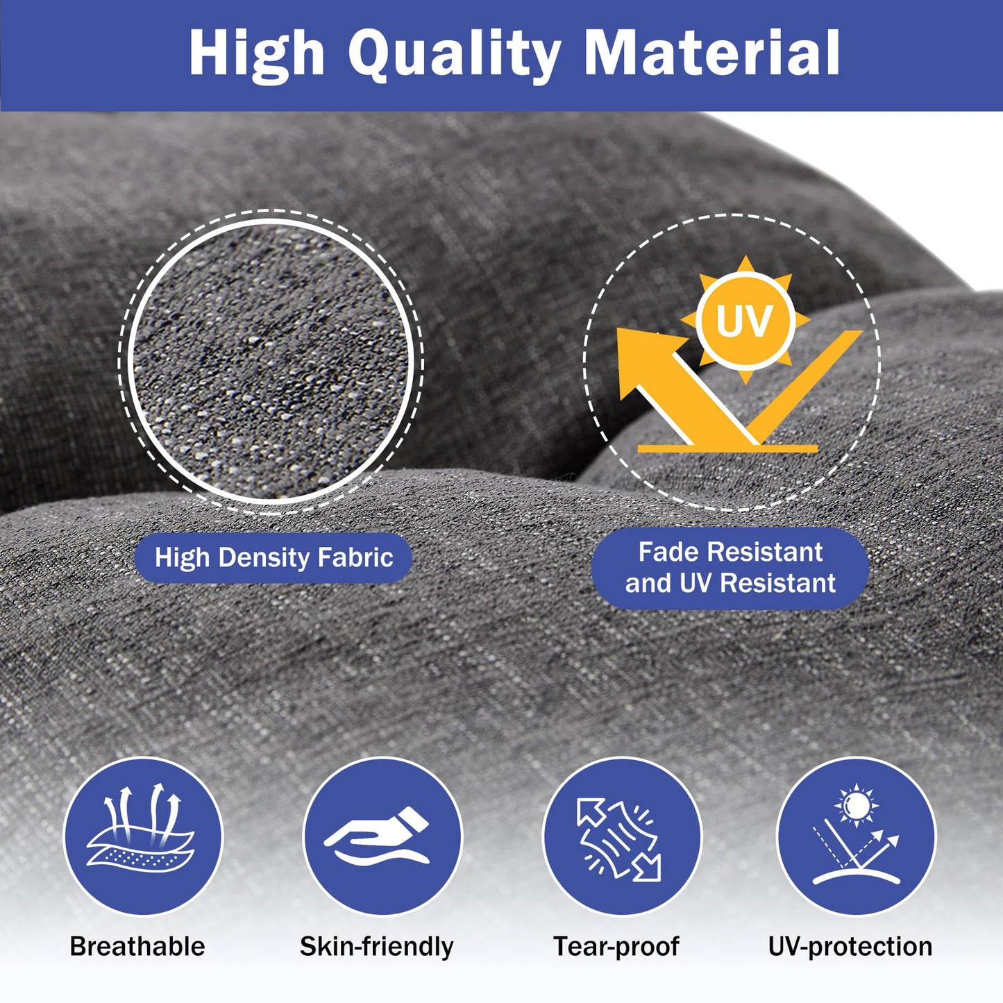 IPYNBAP Bench Cushion, 42 x 16 Inch Patio Furniture Cushions with Durable Ties, Soft Memory Foam Bench Cushions for Indoor/Outdoor Furniture with Non-Slip Bottom, Kitchen&Dining, Dark Grey
