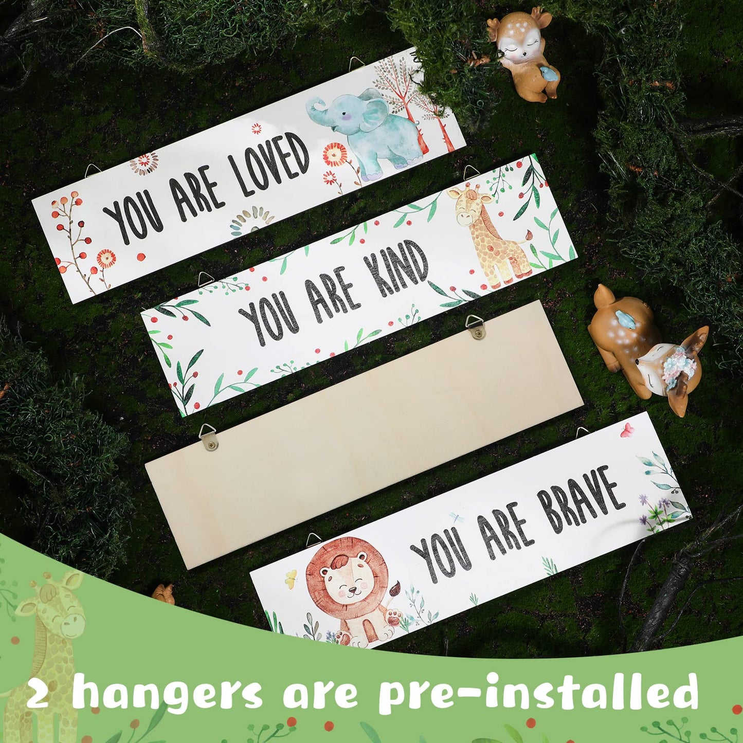 Chunful 4 Pieces Baby Nursery Decor Unframed Wall Art Bedroom Decor Motivational Inspirational Girls Room Adorable Wall Decoration with Inspirational Quotes for Boys Girls(Woodland Animal)