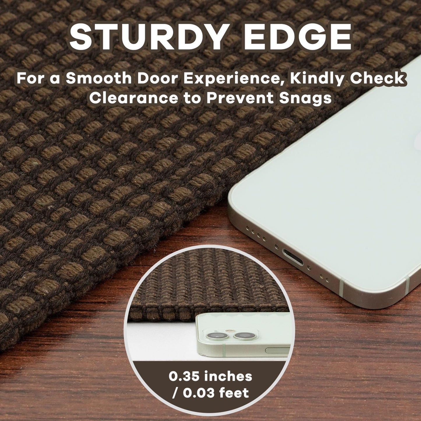 EARTHALL Woven Area Rug 2x3 Ft Washable Rugs for Entryway Braided Non Slip Throw Rugs Door Mat Indoor Outdoor Entrance Small Cotton Woven Carpet for Kitchen Foyer Front Door, Brown