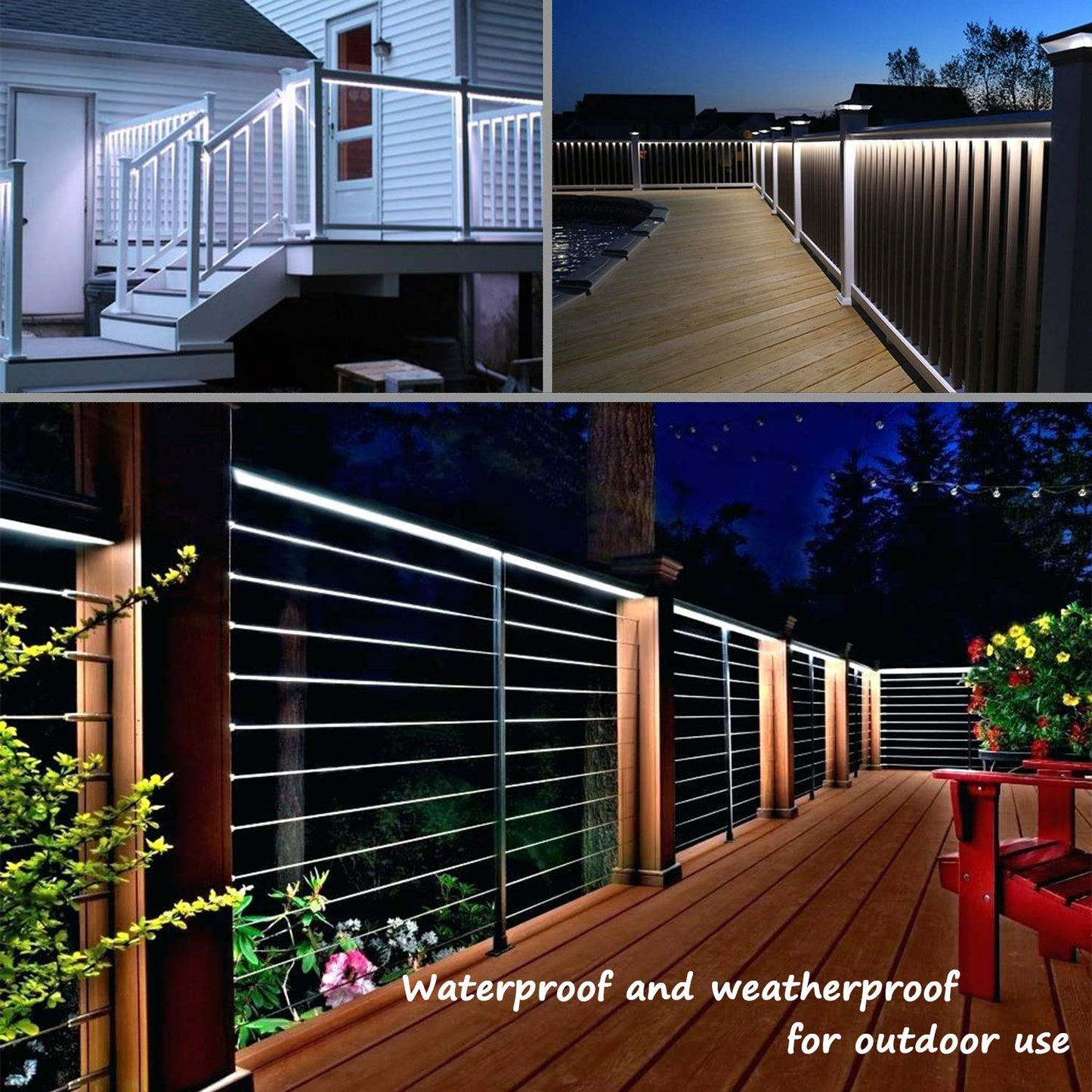 Areful LED Rope Lights, 16ft Daylight White Strip Lights with Clear PVC Jacket, Connectable and Flexible, Waterproof for Indoor Outdoor use, 110V Plugin Tape Lighting with High Brightness 3528 LEDs