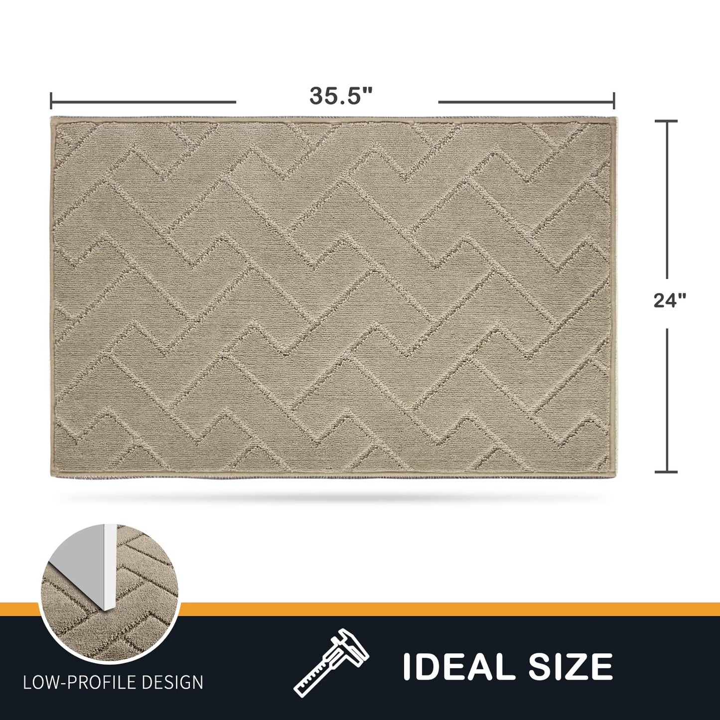 PURRUGS Dirt Trapping Door Mat 24" x 35.5", Non-Slip Machine Washable Entry Rug, Dog Doormat, Indoor Front Door Mat, Super Absorbent Entryway Rug for Muddy Shoes & Paws, Taupe