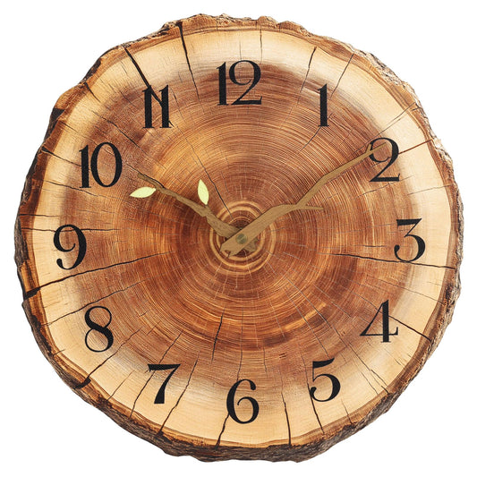 JoFomp Annual Ring Wooden Wall Clocks Battery Operated, 12 Inch Silent Wall Clock Non Ticking, Rustic Wall Clock Decorative, Wood Wall Clocks for Living Room Decor Bedroom Kitchen Home Office
