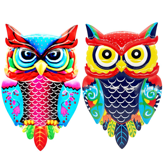 Cruis Cuka Metal Owl Wall Art Garden Decor for Outdoor Patio Fence Backyard Decor Lawn Ornaments - Set of 2