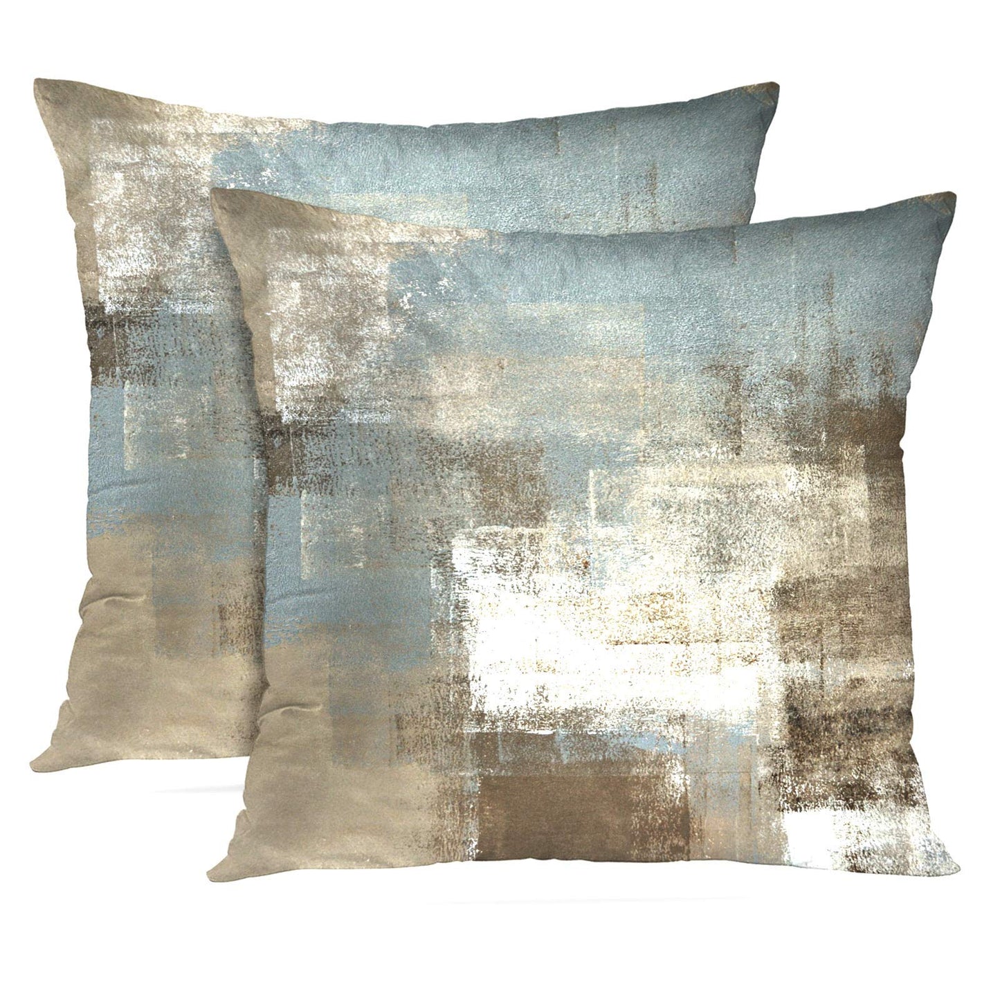 Britimes Throw Pillow Covers Modern Home Art Decor, 18 x 18 Inches Set of 2 Pillow Cases Decorative, Abstract Oil Painting Pillowcases for Bedroom, Living Room, Cushion Couch Sofa, Grey Beige