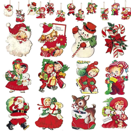 Christmas Tree Ornaments Wooden,Christmas Tree Decorations Vintage Ornaments Bulk for Holiday Home Indoor