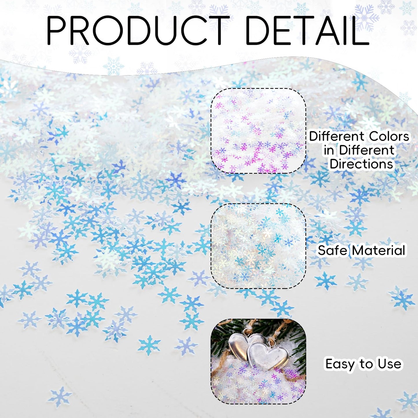 Jocomoni 2000pcs/50g Christmas Snowflakes Confetti Decorations,Iridescent Snowflake Table Confetti Glitter Snowflake Sequins for Winter Wonderland Party Home Decoration