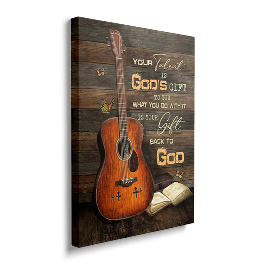Guitar Canvas Wall Art Vintage Musical Christian Pictures for Kitchen Bedroom Bathroom Office Retro Guitar Music Print Religious Painting Farmhouse Modern Artwork Framed Wall Decor 16" x 12"