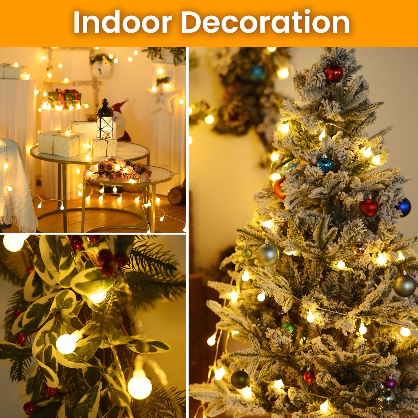 Dailyart Globe String Lights, 100Led 59FT Waterproof Fairy Lights Plug in 8 Modes with Remote Control, Brightness Adjustable &Timing String Lights Indoor Outdoor, Fairy Lights for Bedroom, Warm White