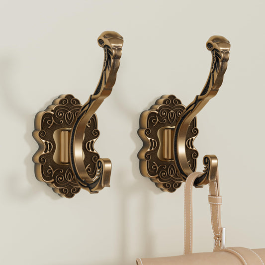 Kingyuan Vintage Coat Hooks Wall Mount 2PCS,Vintage Decorative Hook,High-Grade Aluminum Alloy Material,Rustproof & Durable for Hanging Coats, Towels, Keys & Purses in Entryway,Bathroom, Kitchen
