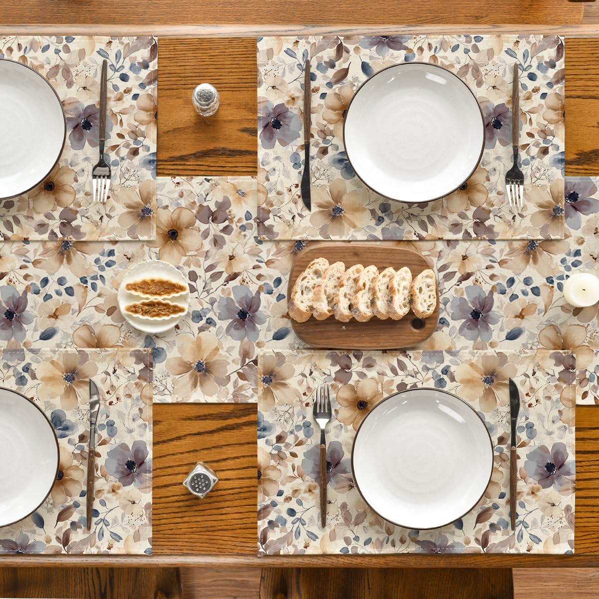 Artoid Mode Poppy Floral Spring Placemats Set of 4, 12x18 Inch Seasonal Summer Holiday Table Mats for Party Kitchen Dining Decoration