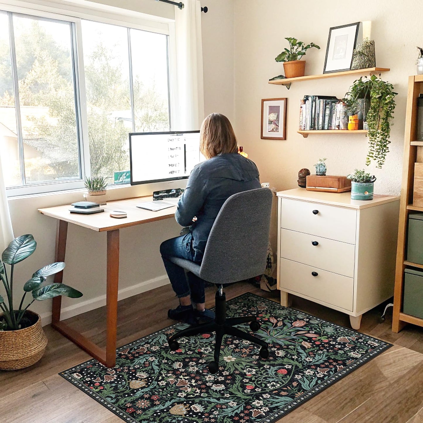 Office Chair Mat for Hardwood Floor & Tile Floor,36"X 48" Heavy Duty Desk Chair Mat for Hard Floors, Under Desk Rug for Rolling Computer Chair,Anti Slip,Low Pile Carpet Floor Protector-Green Grass